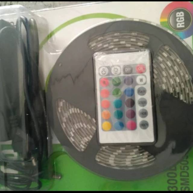 Lampu Led RGB plus adaptor dan baterai