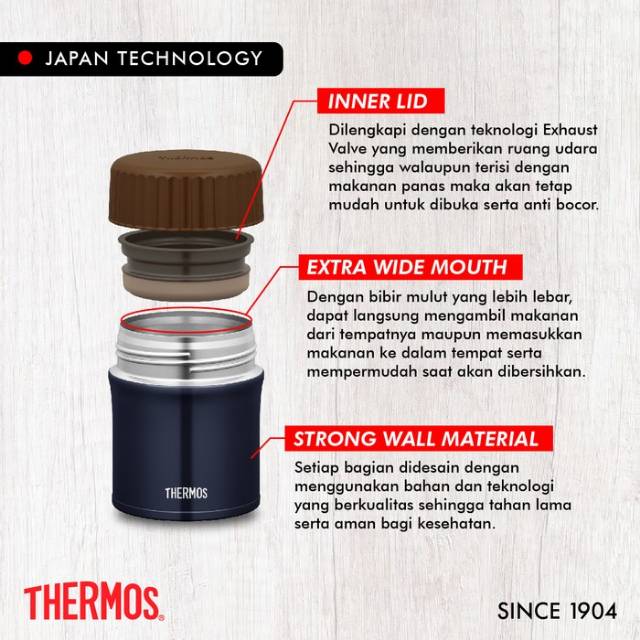 Thermos Food Jar 380ml Navy - tempat makan thermos JBU-380