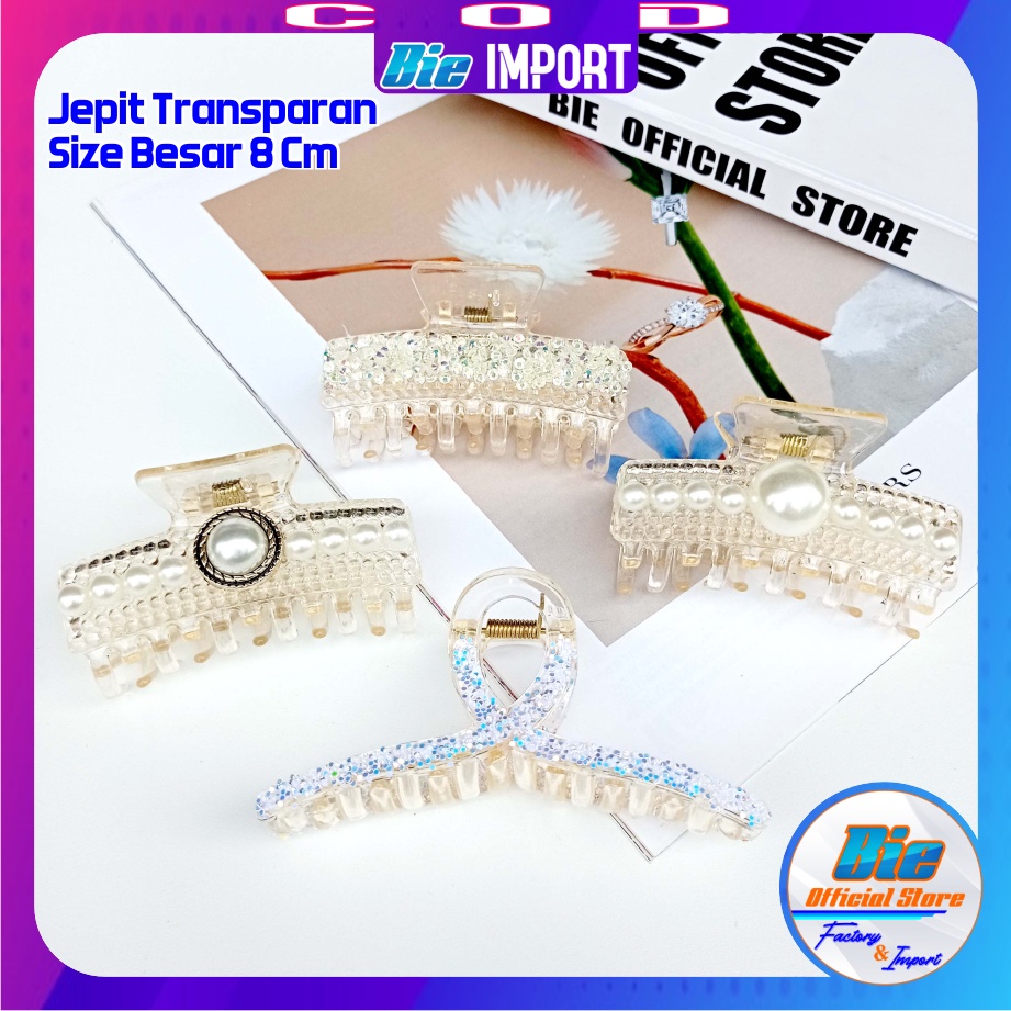 Jepit Rambut Korea Transparan Mutiara Premium Impor