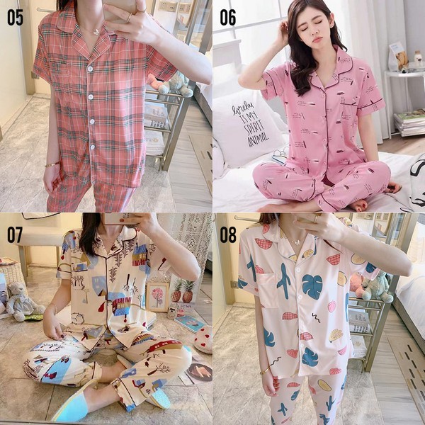 Setelan Piyama Baju Tidur Kerah Wanita Korean Style T717