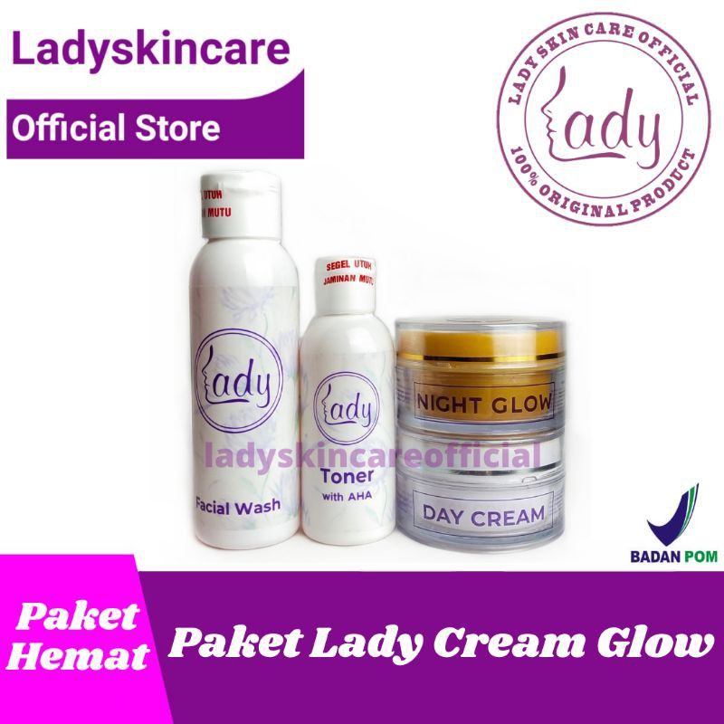 LADY Cream 4 in 1 Paket Glow Bundle (Untuk Kulit Normal, Kering Dan Flek Hitam)