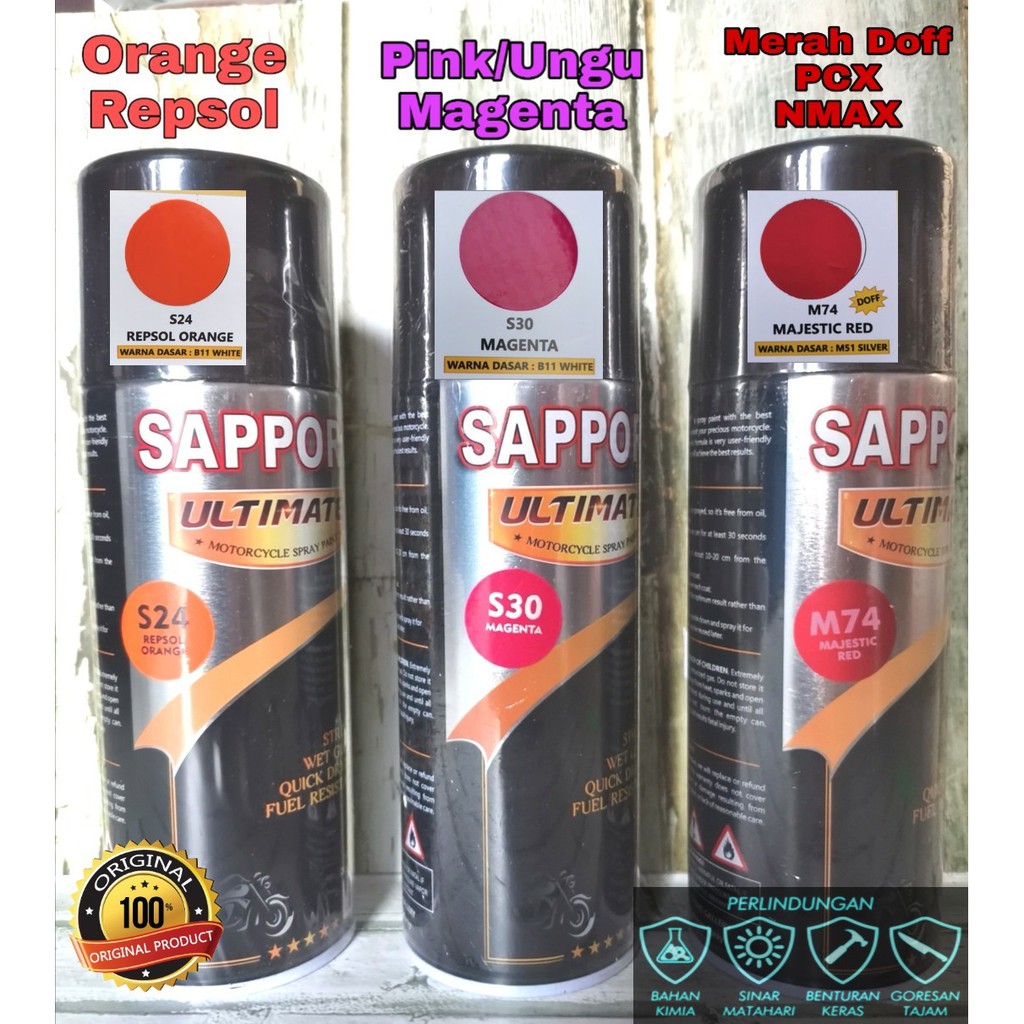 Pilok Sapporo Ultimate Merah Doff PCX, Orange Repsol, Magenta 400 ml