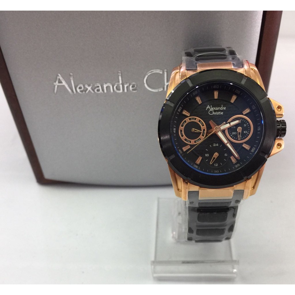 JAM TANGAN WANITA ALEXANDRE CHRISTIE 6226BH BLACK ROSEGOLD ORIGINAL