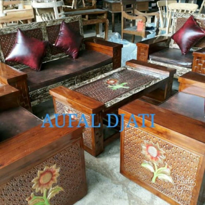 kursi tamu jati meja bangku teras sofabed minimalis antik