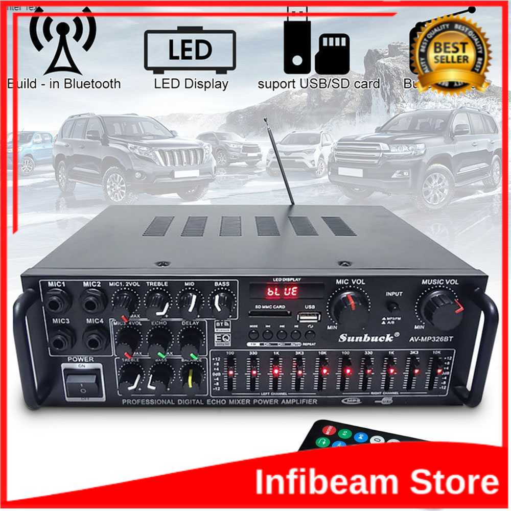 Sunbuck Bluetooth EQ Amplifier Karaoke FM 2000W - AV-326BT