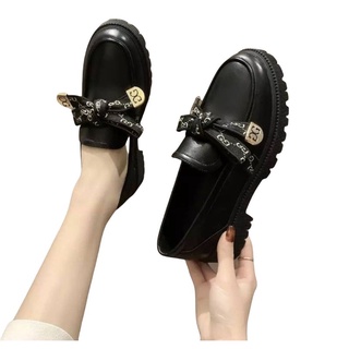 Image of SEPATU WANITA DOCMART NADIEN BOW 2 COLOUR IMPORT / Korean Style oxford shoes 0972 / Sepatu Flat Kulit Wanita Hitam / Sepatu Loafer Wanita Terbaru