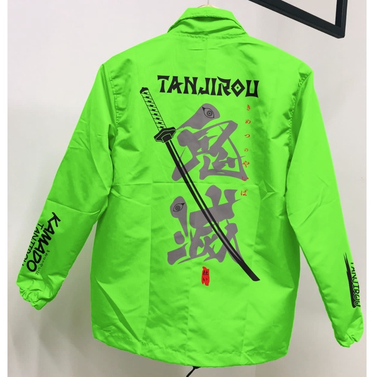 Jaket Coach Tanjiro Katana Neon Anime Manga Demon Slayer Kimetsu No Yaiba Premium Unisex