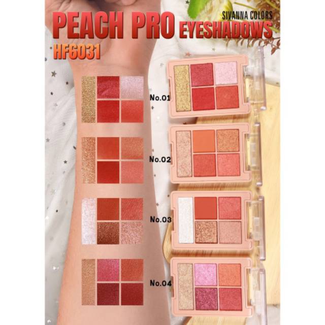 SIVANNA COLORS Peach Pro Eyeshadows In The Peach #HF6031 Thailand / Eye Shadow / Metalic