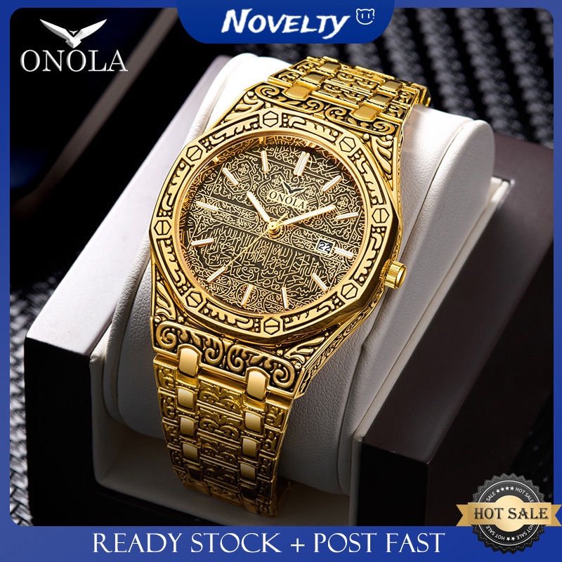 ☸℗₪Jam Tangan Onola Jam Tangan Pria Tahan Air Tali Baja Jam Tangan Klasik Fashion Kepribadian Trend 