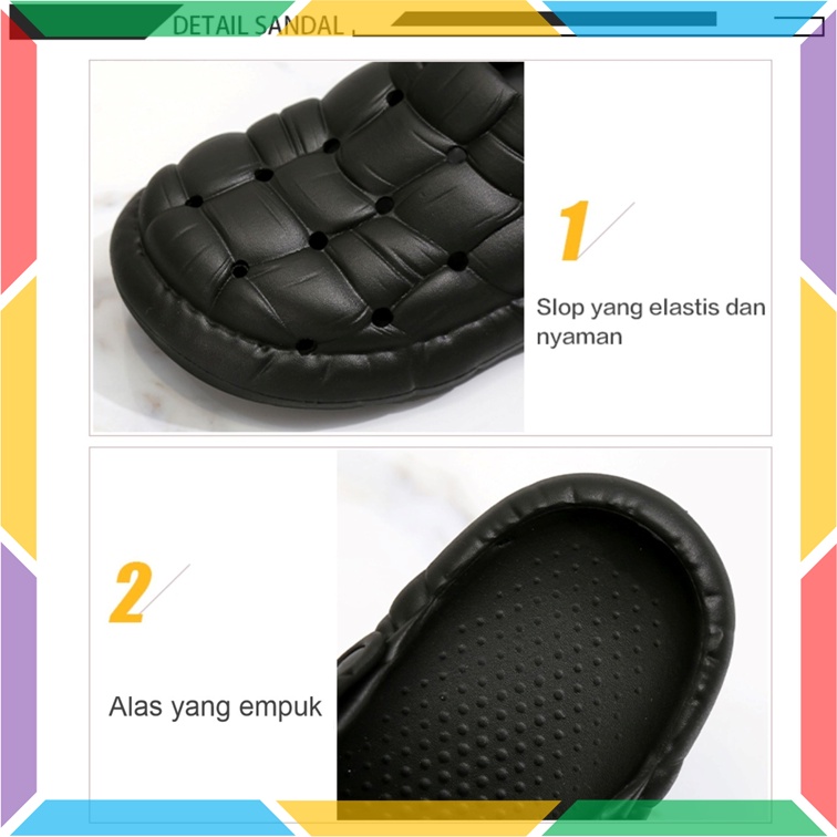 002WL1 Sandal Bakpau Bakpao Crocs Wanita Wonderly Sendal Selop Baim Ketupat Ringan Empuk Miniso