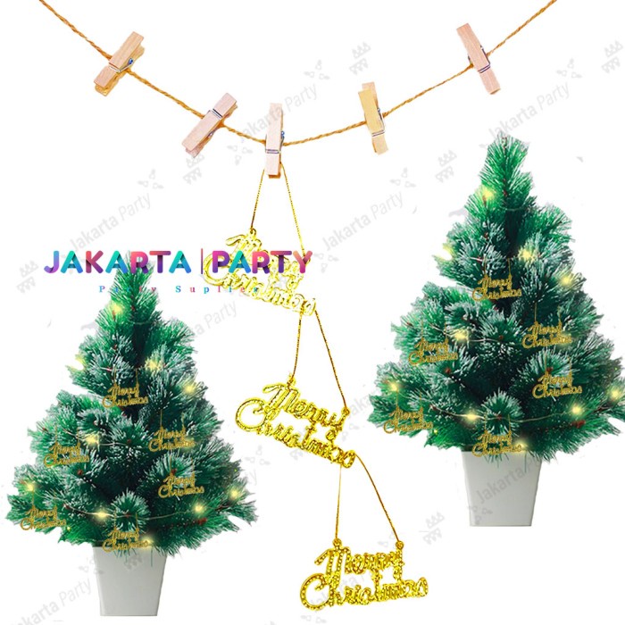 Hiasan natal gantung merry christsmas mini 6 pcs / hiasan pohon natal