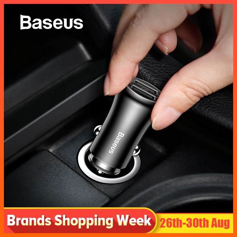adapter Baseus Car Charger Dual USB Car Charger Car-styling USB Charger for Mobile Phone Fast Car