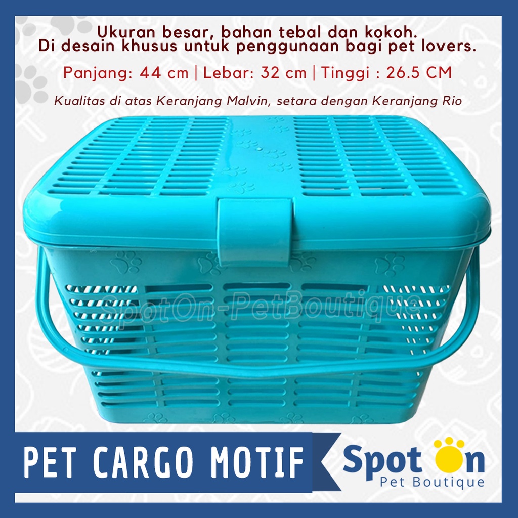Keranjang Hewan Ukuran Besar Motif Lucu | Kucing Anjing Kelinci | Pet Cargo Carrier Kargo Rio Malvin