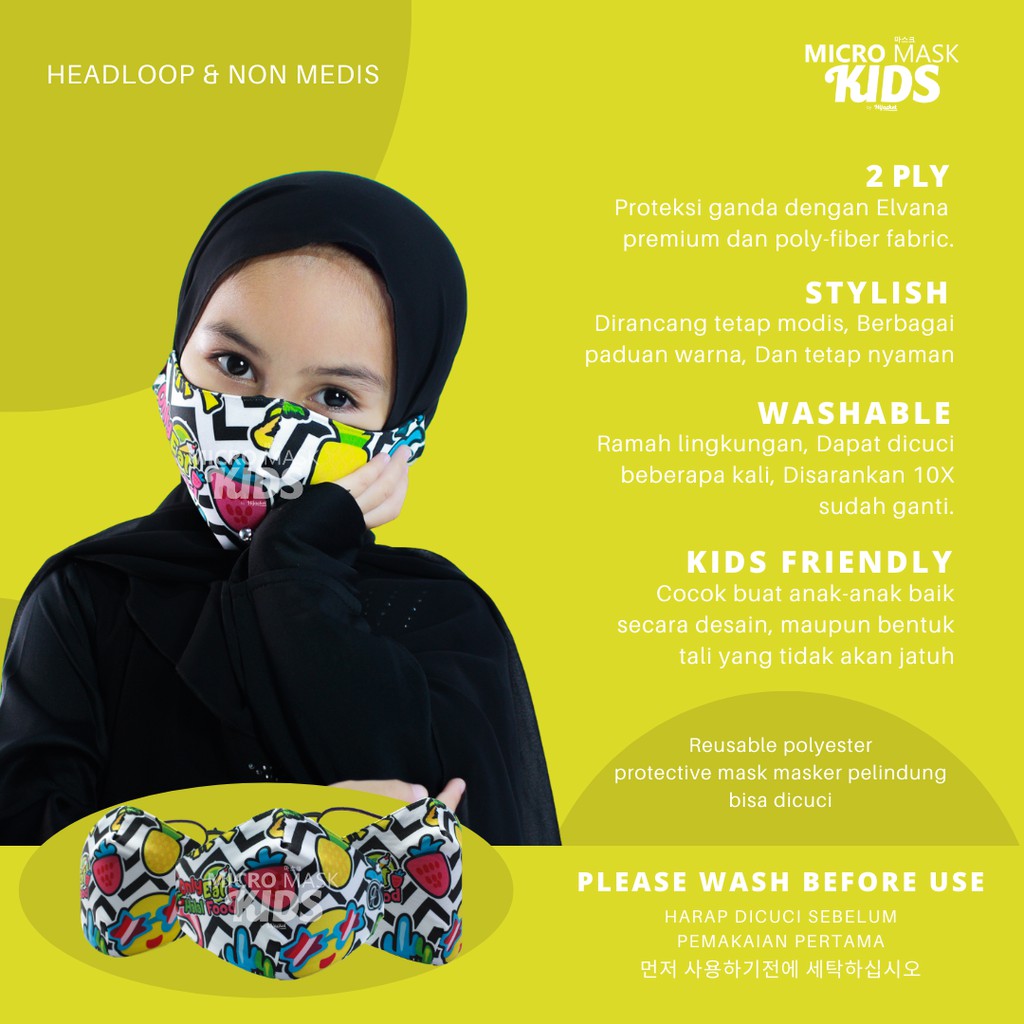 MICRO MASK KIDS® ONLY EAT HALAL FOOD Masker kain Masker Masker hijab kain Masker kain hijab motif-HALAL 05