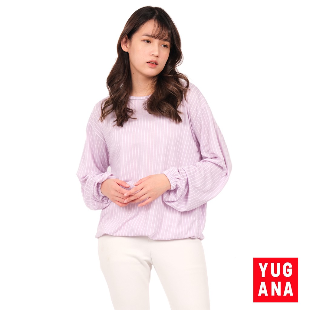 BL - LAVAN Kaos Oversize Wanita Lengan Panjang Garis
