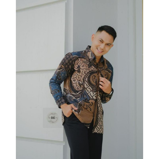 Kemeja Batik Pria Lengan Panjang M L XL XXL Baju Batik Pria Modern Batik Kerja Pria Batik Kantor Pria Seragam Batik