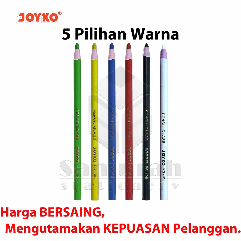 

mdn Pensil Kaca Warna Joyko PG-100 / Pencil Glass Dermatograph PG 100 Hitam - Biru Tua - Hitam -