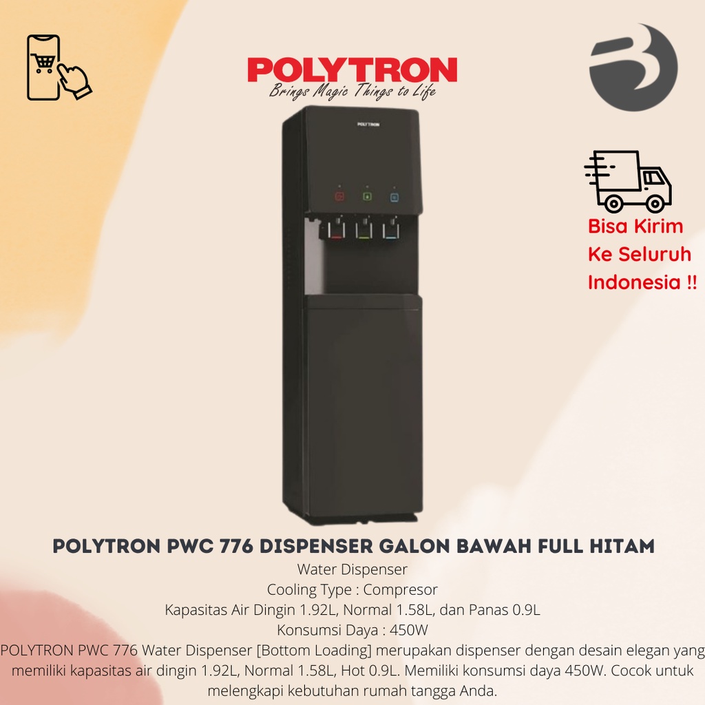 POLYTRON PWC 776 DISPENSER GALON BAWAH full hitam