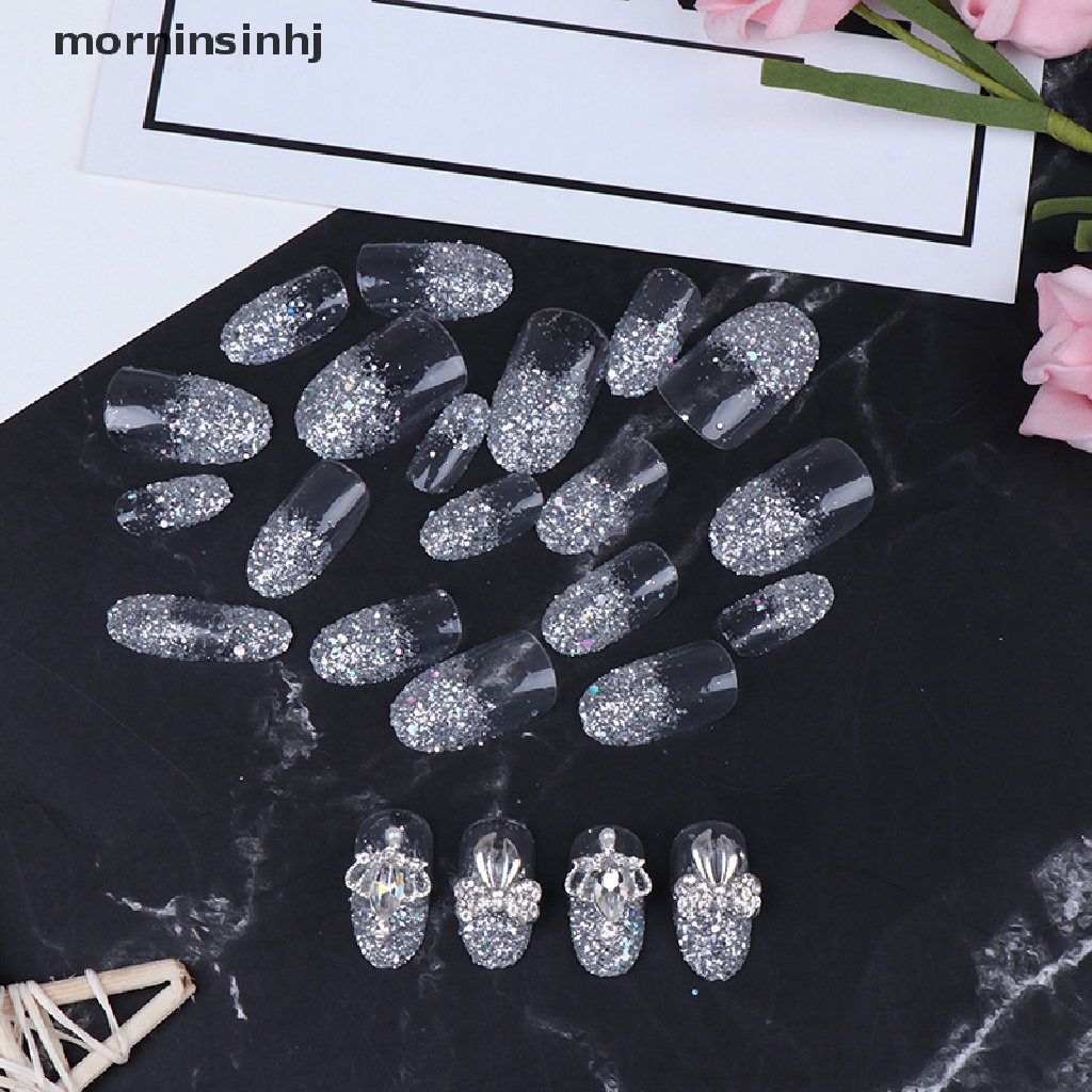 Mornin 24pcs Kuku Palsu Akrilik Full Cover Untuk Nail Art
