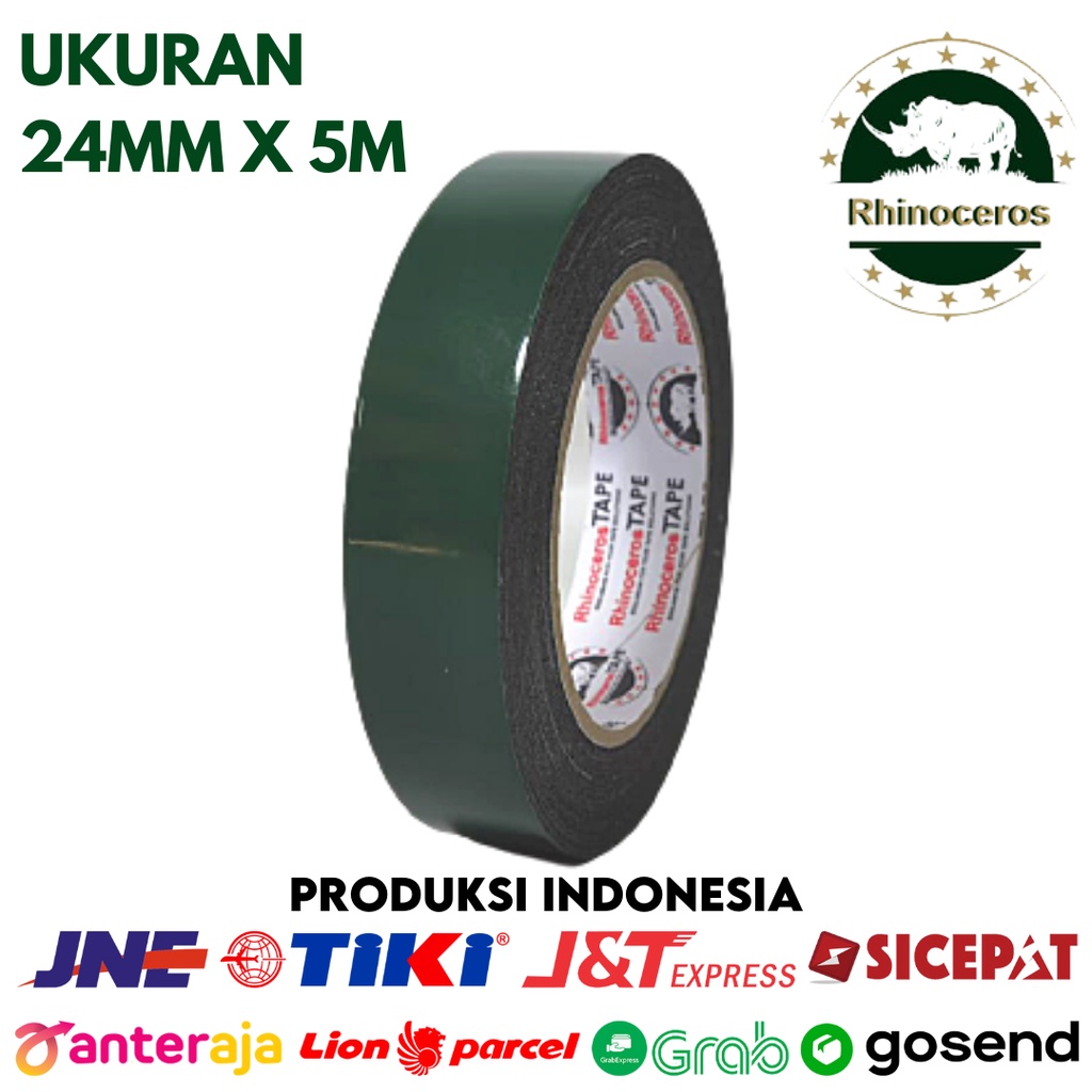 Double Tape Busa Foam Hijau RHINOCEROS Tape 24mm x 5m