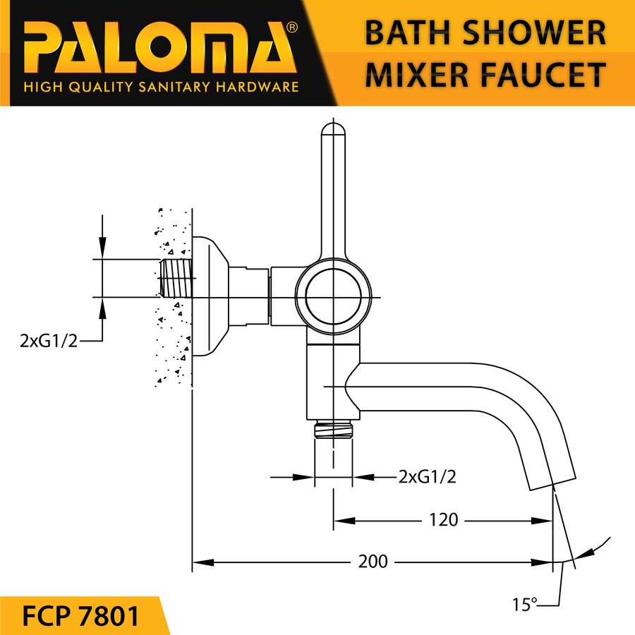 PALOMA FCP 7801 Keran Mixer Bathtub Shower Mandi Panas Dingin Kran Air