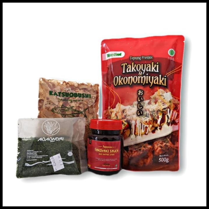 

Titiandfood Paket Takoyaki Komplit Tepung Katsuobushi Saus Dan Aonori
