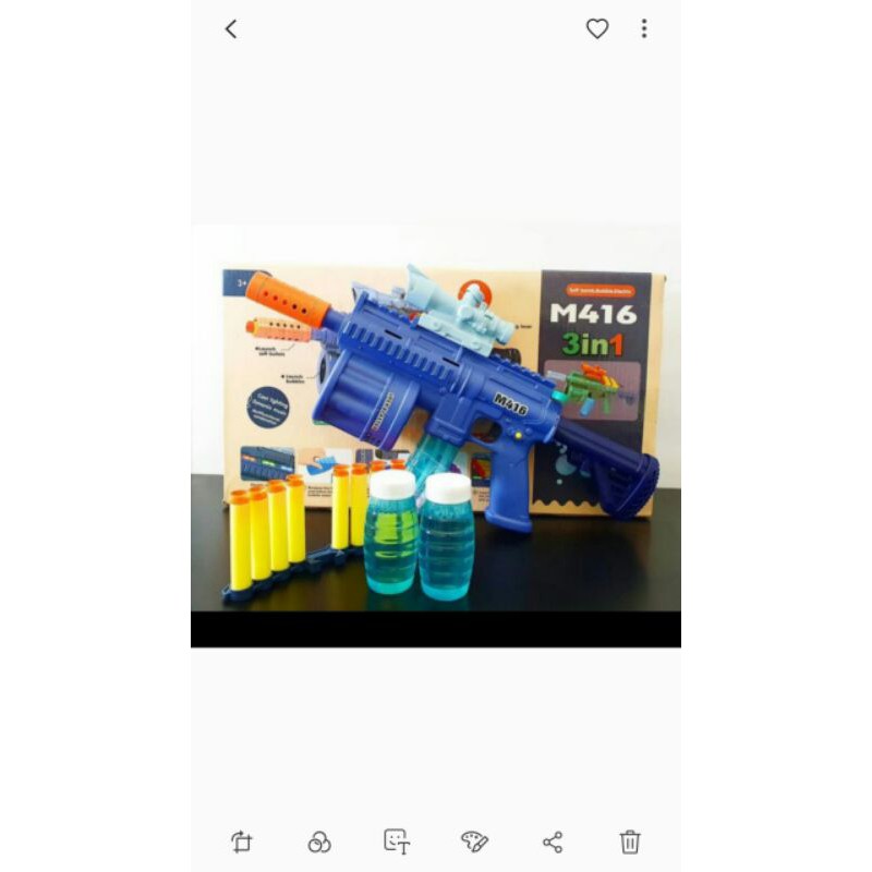 Mainan anak M416  3 IN 1 soft bomb.bubble.electric