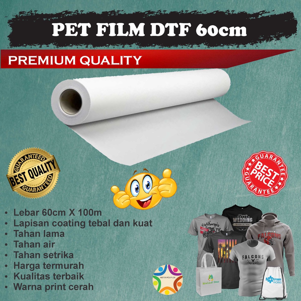 

Pet Film DTF 60cm per Roll (100m)