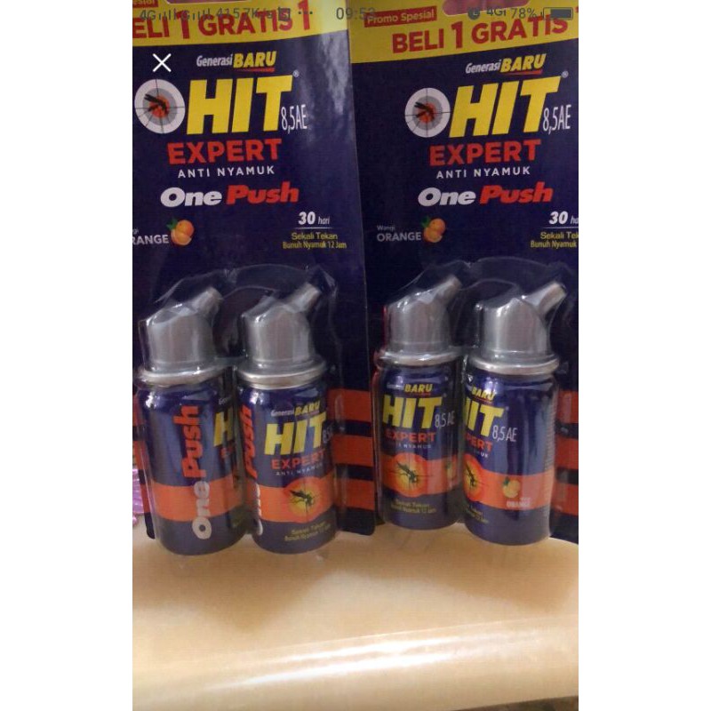 kemasan(1+1)HIT EXPERT OBAT NYAMUK ONE PUSH ORANGE KLG 10ml