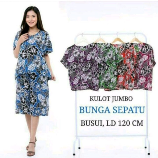 Setelan kulot jumbo bunga sepatu