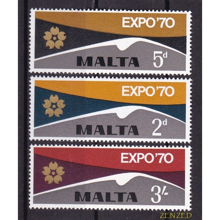 

0593 Perangko Malta 1970 Expo Stamps 3v Mnh
