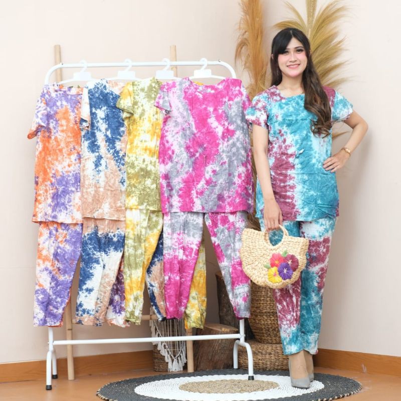 Mav_boutique One Set Pajamas Tie Dye Viral Termurah Piyama Jumbo