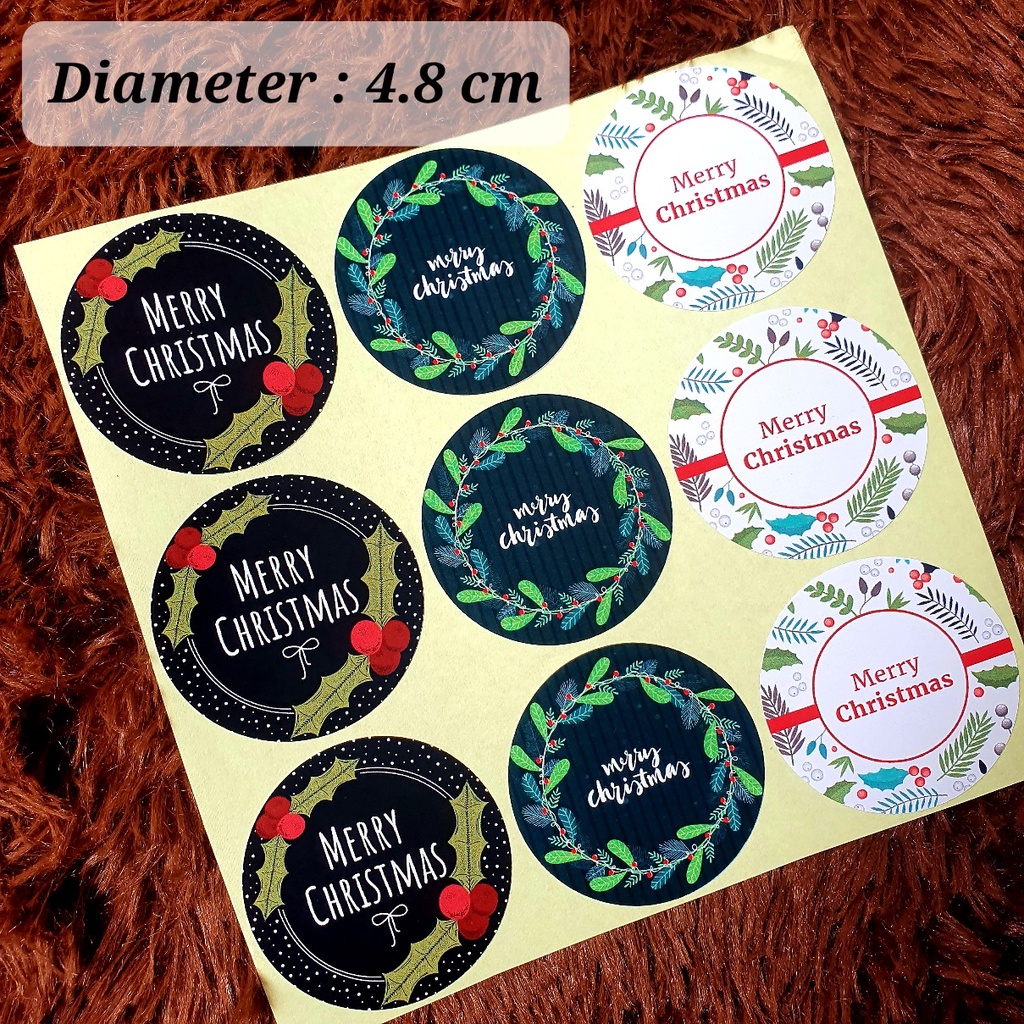 

Sticker Natal / Merry Christmas Bulat 4.8 cm - Stiker Hampers G