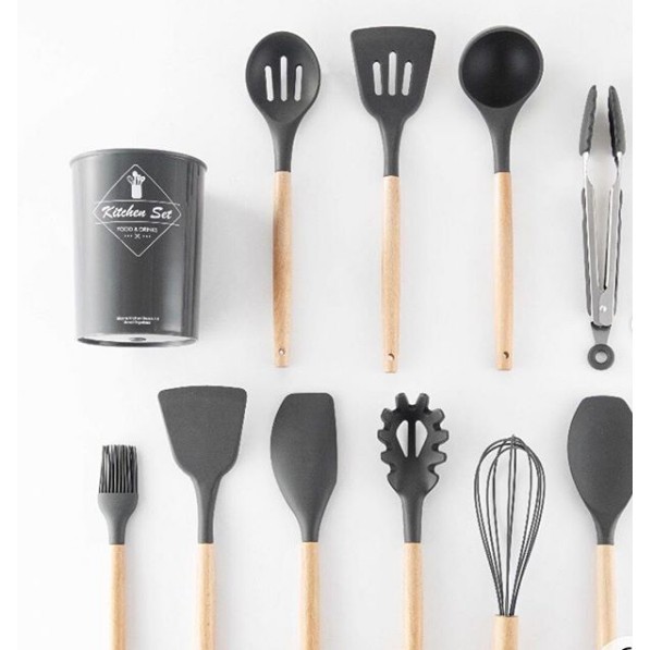 Alat Masak Spatula Silikon Peralatan Masak Set 12 in 1 Silicone Kitchen Set Spatula Silicone Kitchen Set Utensil Spatula Cooking