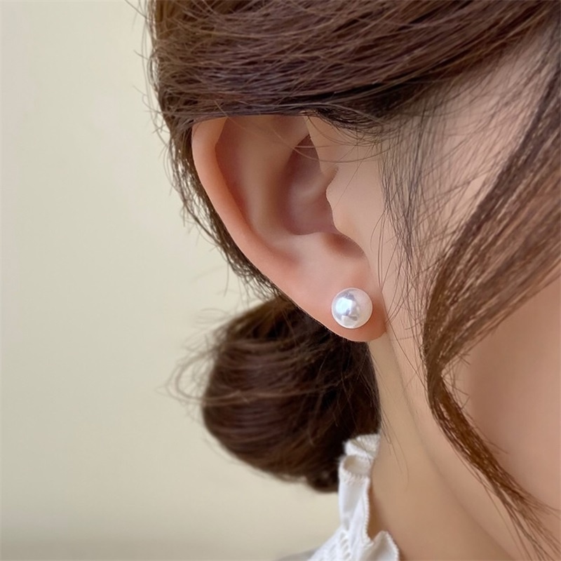 Anting 925 Silver Hias Mutiara Ukuran 6mm Untuk Perempuan