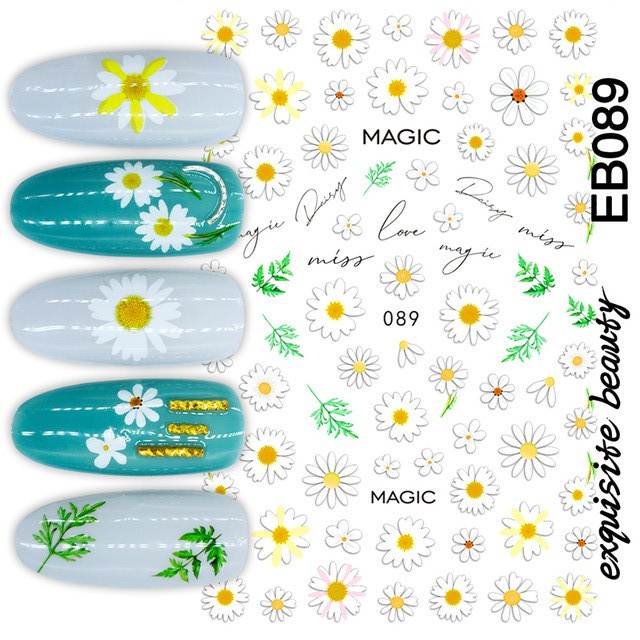 FLOWERS SERIES Ultra Thin Nail Stickers Stiker Kuku Bunga