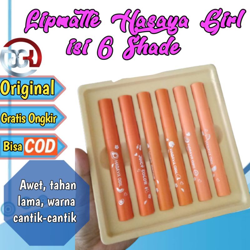 Lipmatte lipmate lip matte lipstik lipstick matte set murah 6 shade warna nude merah hasaya girl