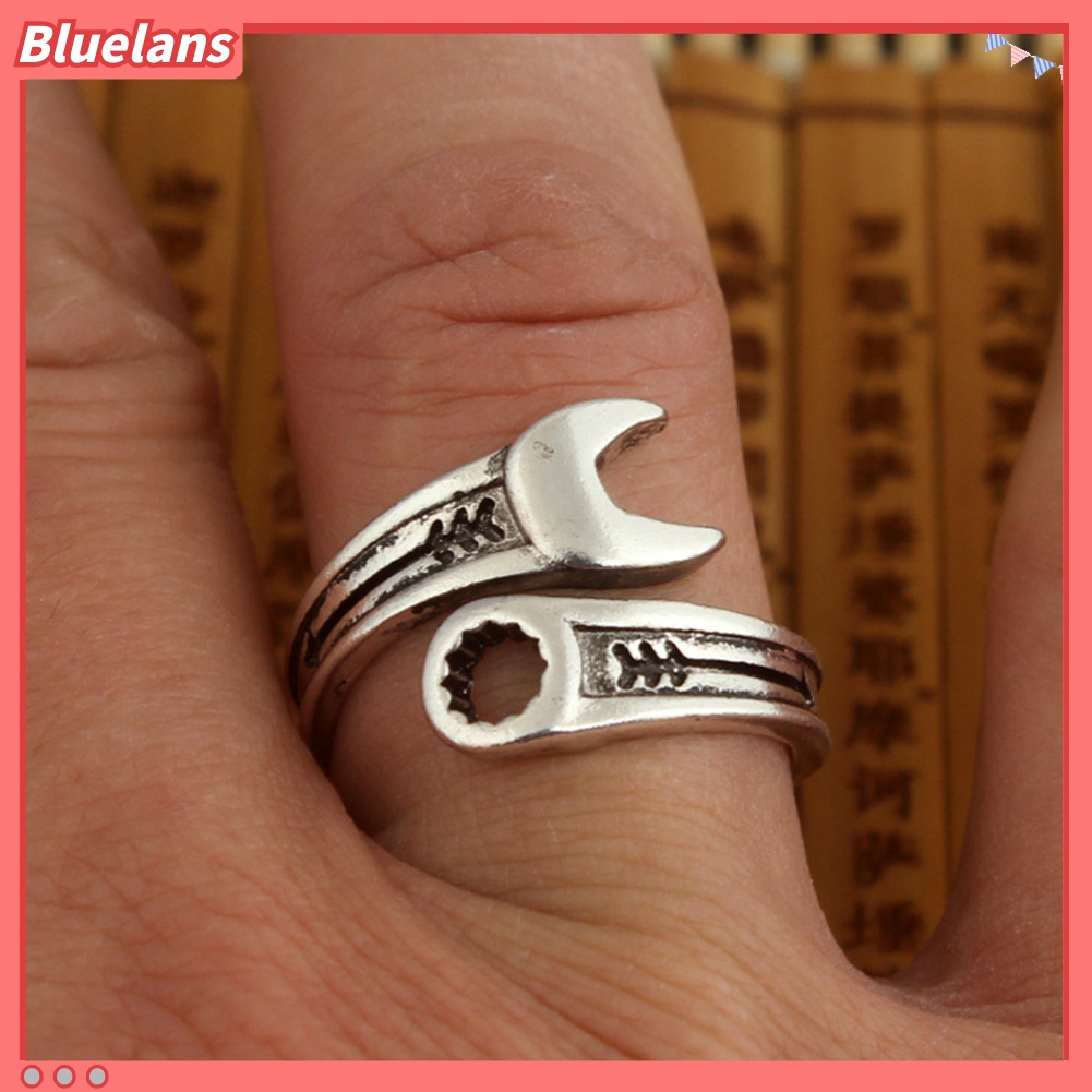 Bluelans Retro Adjustable Creative Men Wrench Spanner Opening Finger Ring Cool Jewelry