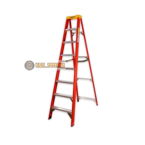 Krisbow Tangga Lipat Fiberglass 8 Step 2.4 Meter - Merah