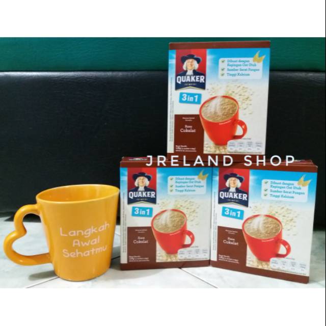 Quaker Oatmeal 3 in 1 Rasa Cokelat FREE MUG