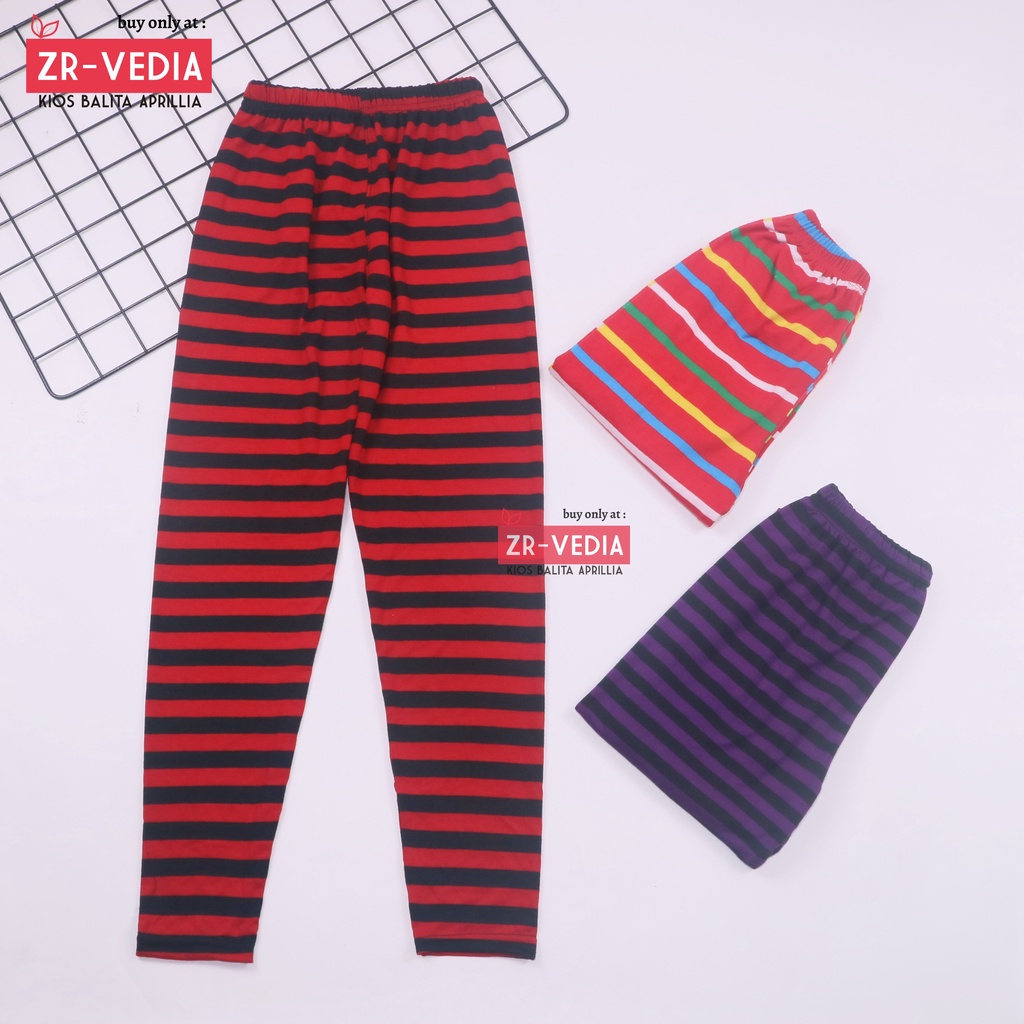 Legging Motif Salur uk 8-12 Tahun / Celana Salur Panjang Anak Perempuan Lejing Laging Tanggung Murah Motif Adem