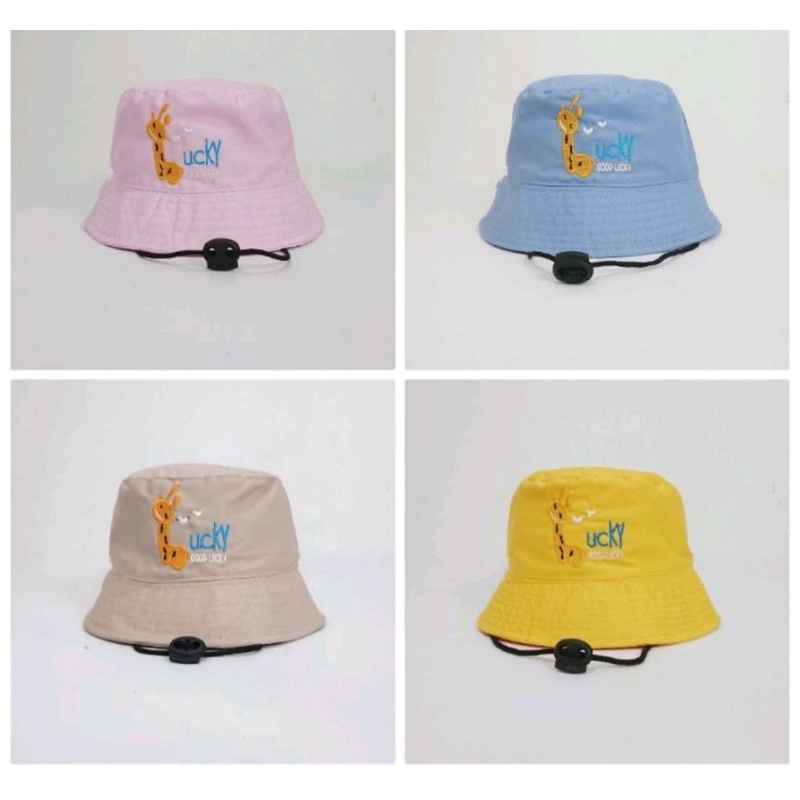 Topi bucket anak Jerapah Bordir ucky