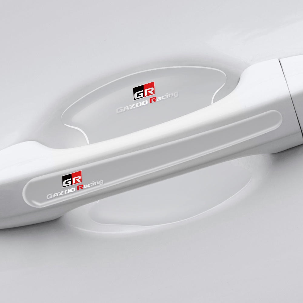 4 / 8pcs Stiker Pelindung Handle Pintu Mobil Toyota GR GAZOO Racing Bahan Silikon Kristal Epoxy Anti Gores