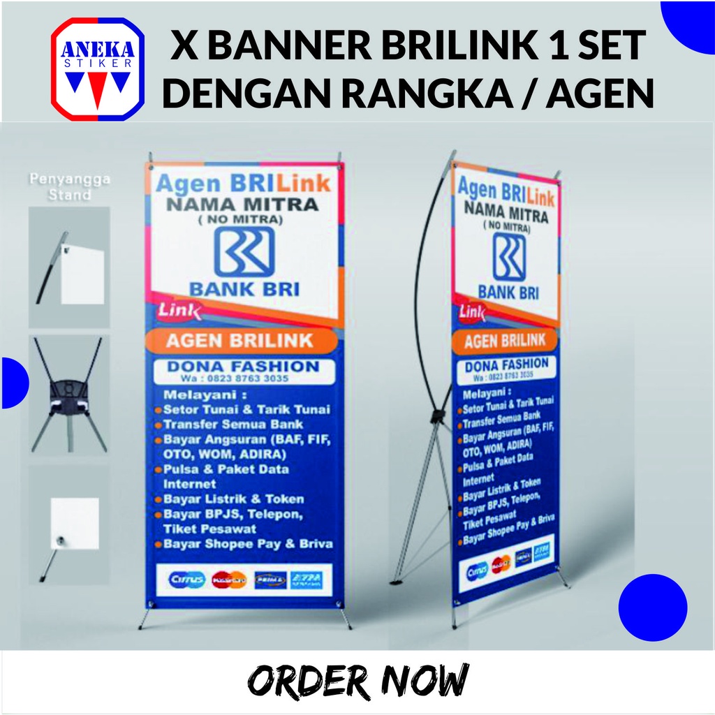 X BANNER BRILINK 1 SET DENGAN RANGKA / AGEN BRI LINK SIAP PASANG