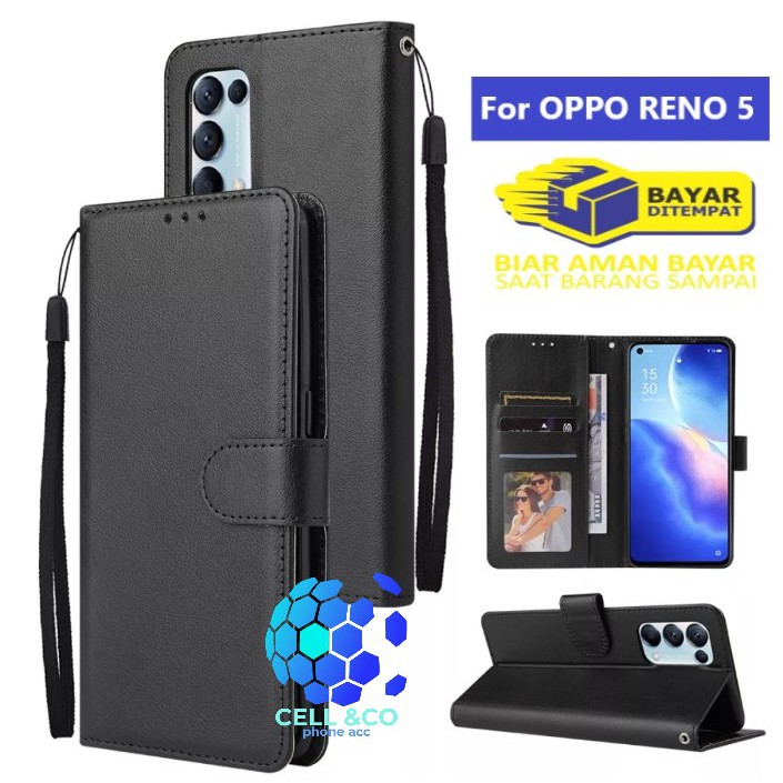 Flip cover OPPO RENO 5 Flip case buka tutup kesing hp casing flip case leather wallet