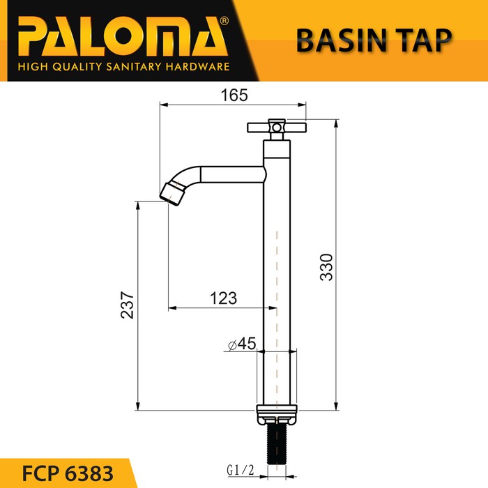 PALOMA FCP 6383 Keran Wastafel Tinggi Bambu Cuci Tangan Meja Kran Air