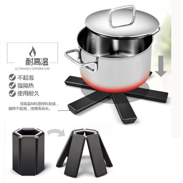 Alas Tatakan Panci Tahan Panas Bahan Abs Anti Slip Warna Hitam Untuk Dapur Bisa Di Lipat Simple
