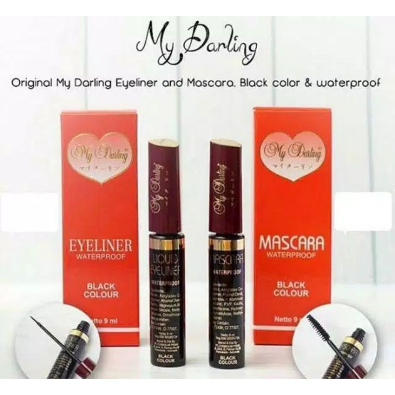 Eyeliner My Darling / Mascara My Darling Waterproof isi 9 ml Original 100%