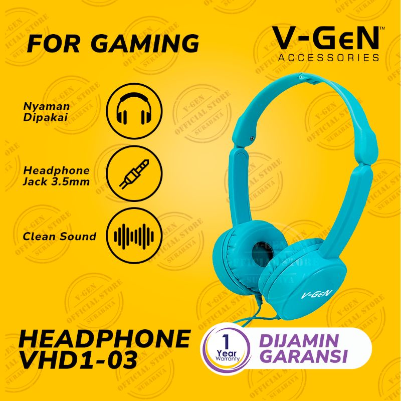 Headset V-GeN VHD1-03 Wired Extra Bass Headphone VGEN