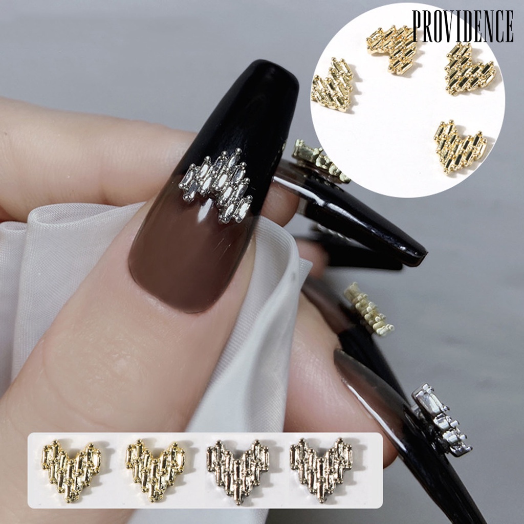 Providence 10Pcs / Set Berlian Imitasi Bentuk Hati 3D Untuk Dekorasi Nail Art Charms